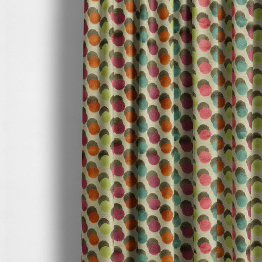 Modern Polka Dotted Pattern Cut Velvet Material Multi Coloured Upholstery Fabric JO-1146 - Made To Measure Curtains