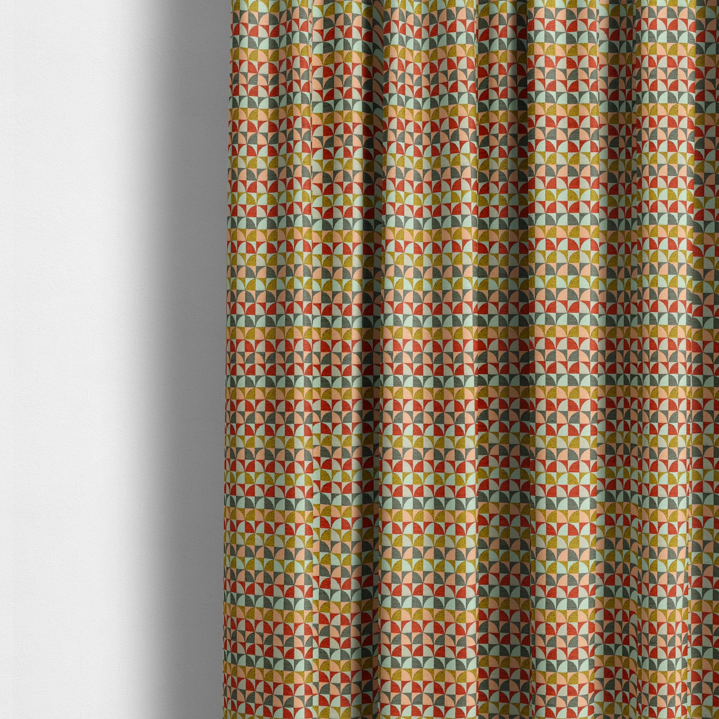 Seamless Arc Wave Geometric Multicoloured Pattern Soft Chenille Upholstery Fabric JO-1148 - Made To Measure Curtains