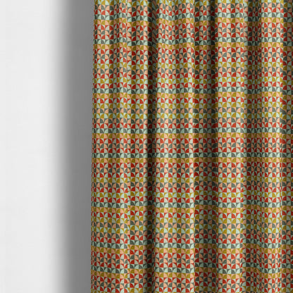 Seamless Arc Wave Geometric Multicoloured Pattern Soft Chenille Upholstery Fabric JO-1148 - Made To Measure Curtains