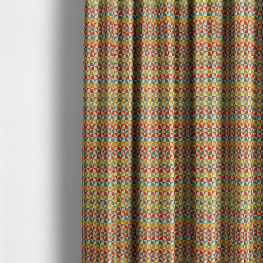 Seamless Arc Wave Geometric Multicoloured Pattern Soft Chenille Upholstery Fabric JO-1148 - Made To Measure Curtains