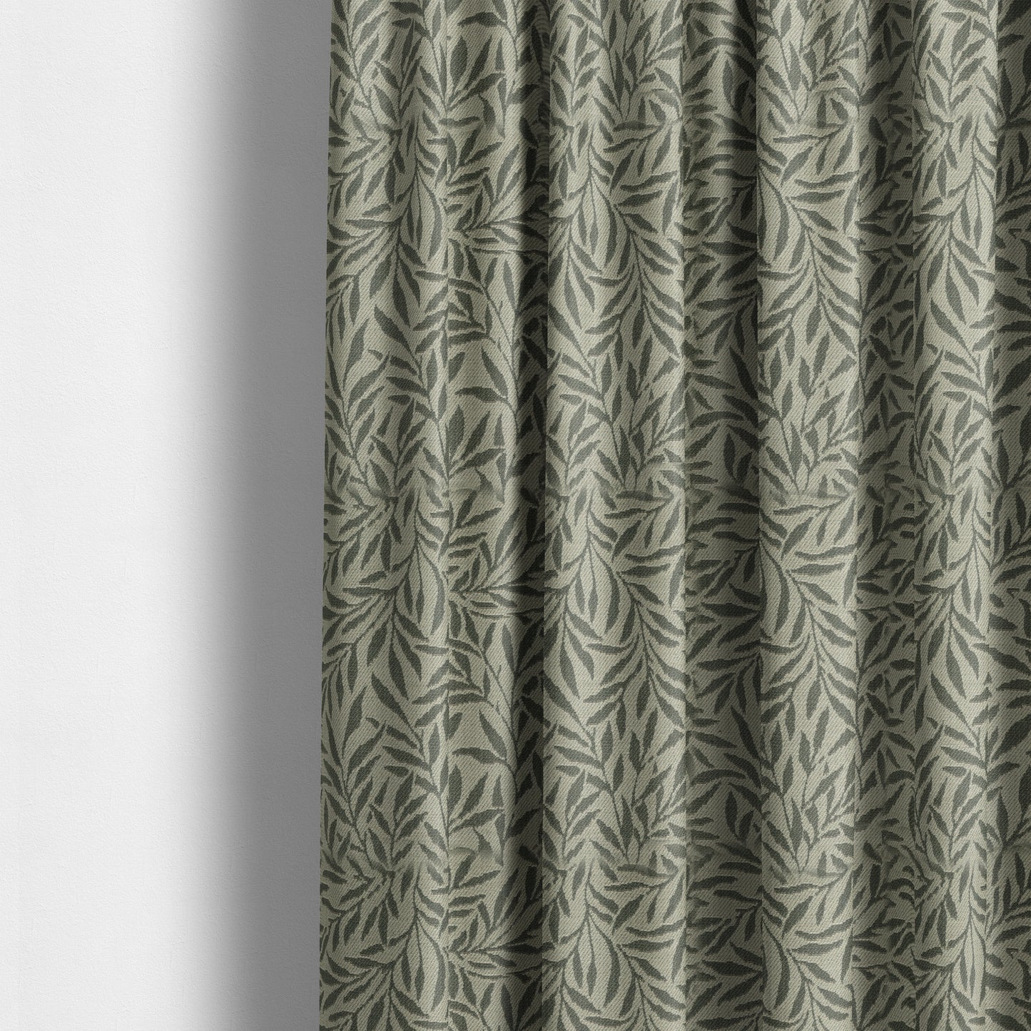 Grey Coloured Leaf Stem Pattern Chenille Furnishing Upholstery Fabric JO-1149 - Made To Measure Curtains