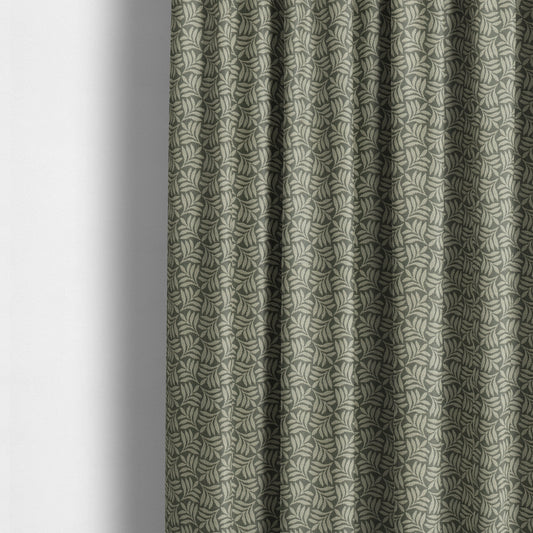 Grey Coloured Leaf Sprout Open Pattern Chenille Furnishing Upholstery Fabric JO-1150 - Made To Measure Curtains