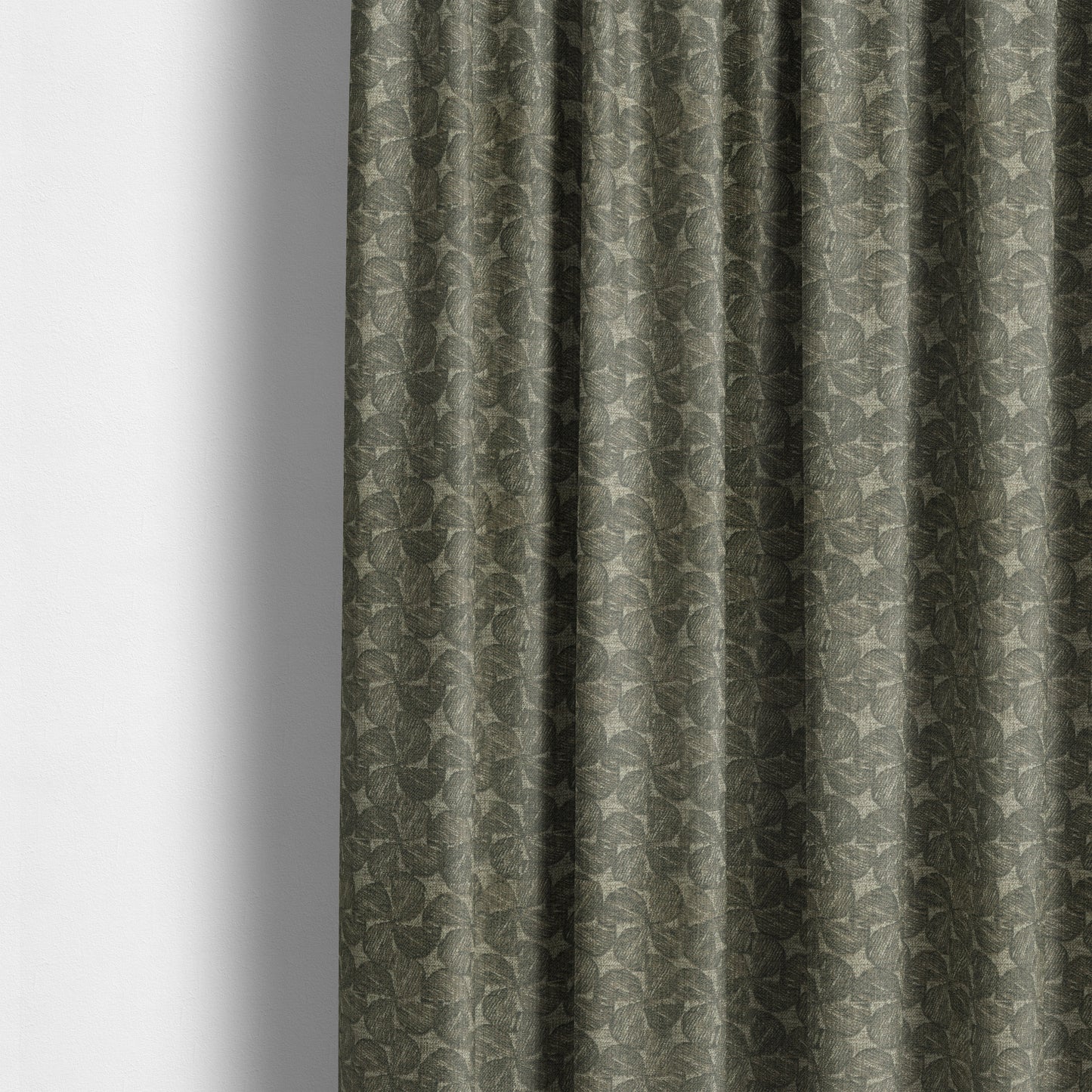 Grey Brown Coloured Leaf Stem Pattern Chenille Furnishing Upholstery Fabric JO-1152 - Made To Measure Curtains