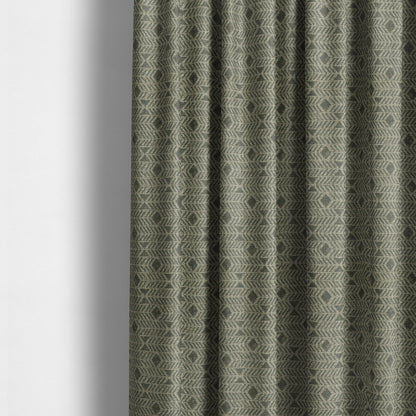 Grey Brown Coloured Horizontal Stripe Pattern Chenille Furnishing Upholstery Fabric JO-1153 - Made To Measure Curtains