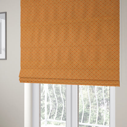 Orange Beige Colour Geometric Stripe Pattern Chenille Upholstery Fabric JO-1155 - Roman Blinds