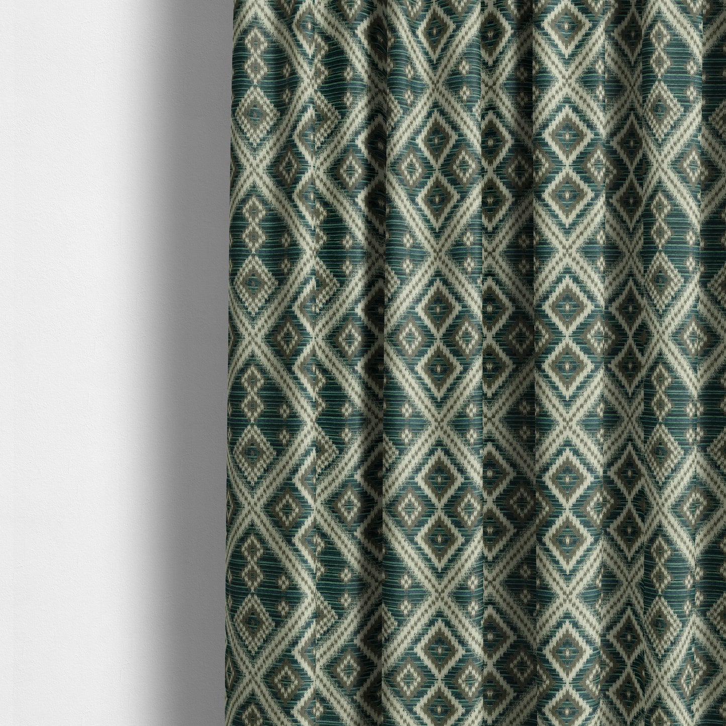 Blue Grey Colour Aztec Pattern Soft Chenille Upholstery Fabric JO-1158 - Made To Measure Curtains