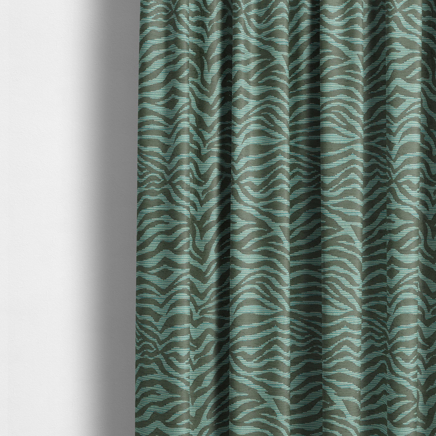 Zebra Stripe Pattern Grey Blue Colour Chenille Upholstery Fabric JO-1167 - Made To Measure Curtains