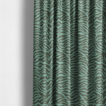 Zebra Stripe Pattern Grey Blue Colour Chenille Upholstery Fabric JO-1167 - Made To Measure Curtains