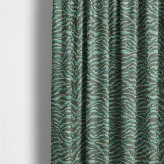 Zebra Stripe Pattern Grey Blue Colour Chenille Upholstery Fabric JO-1167 - Made To Measure Curtains