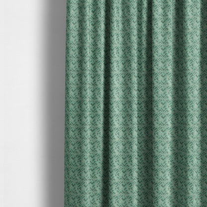 Teal Colour Geometric Pattern Chenille Furnishing Upholstery Fabric JO-1175 - Made To Measure Curtains