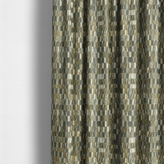 Grey Yellow Colour Geometric Pattern Upholstery Fabric JO-1178 - Made To Measure Curtains