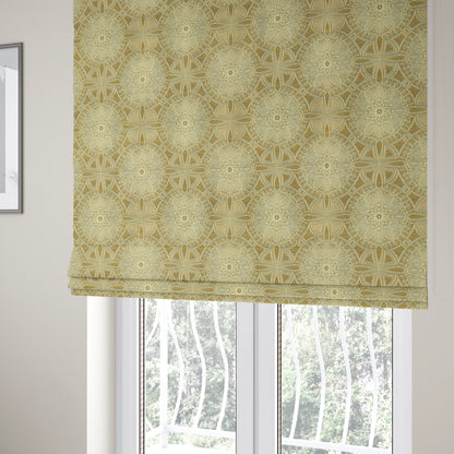 Floral Blossom Medallion Pattern In Natural Cream Colour Chenille Upholstery Fabric JO-1180 - Roman Blinds