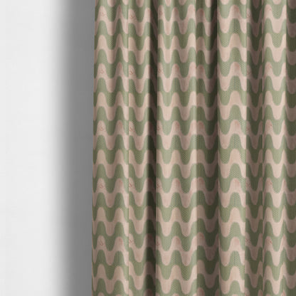 Vertical Wave Pattern Stripe Pink Colour Velvet Upholstery Fabric JO-1183 - Made To Measure Curtains