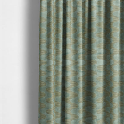 Vertical Wave Pattern Stripe Blue Colour Velvet Upholstery Fabric JO-1184 - Made To Measure Curtains