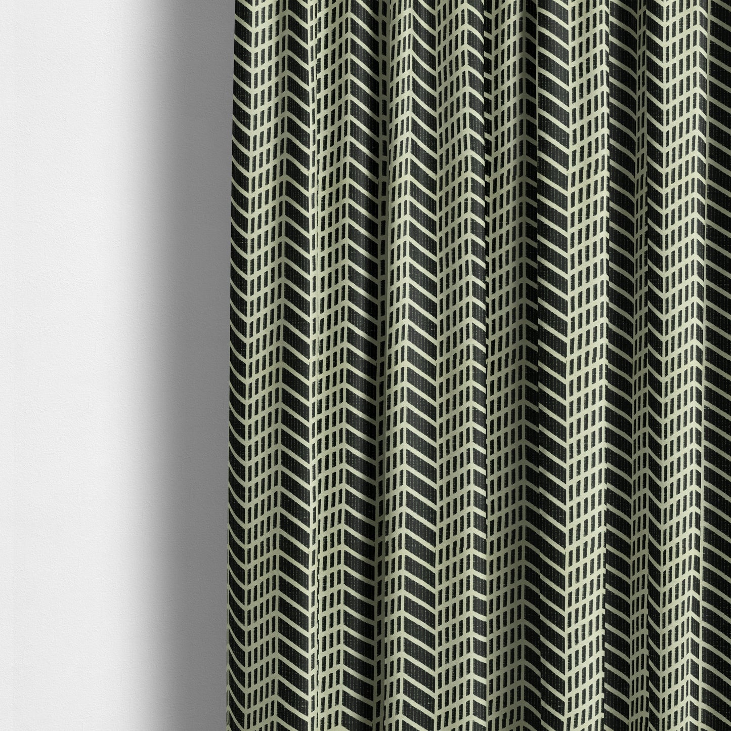 Chevron Theme Pattern Black Beige Colour Soft Chenille Furnishing Fabric JO-1186 - Made To Measure Curtains