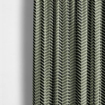 Chevron Theme Pattern Black Beige Colour Soft Chenille Furnishing Fabric JO-1186 - Made To Measure Curtains