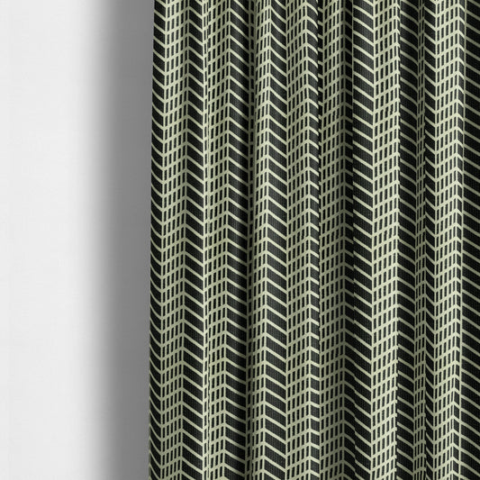 Chevron Theme Pattern Black Beige Colour Soft Chenille Furnishing Fabric JO-1186 - Made To Measure Curtains