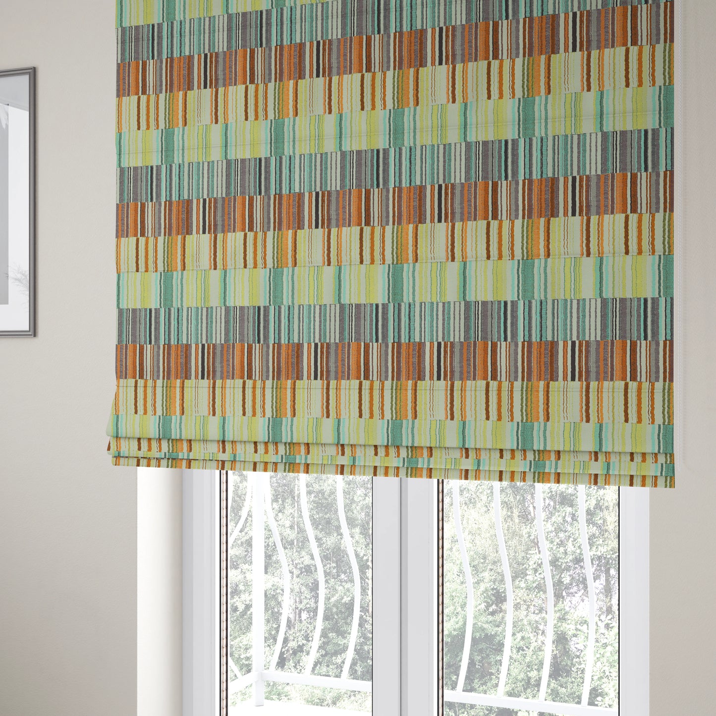 Geometric Modern Pastel Coloured Tones Chenille Material Upholstery Fabric JO-1187 - Roman Blinds