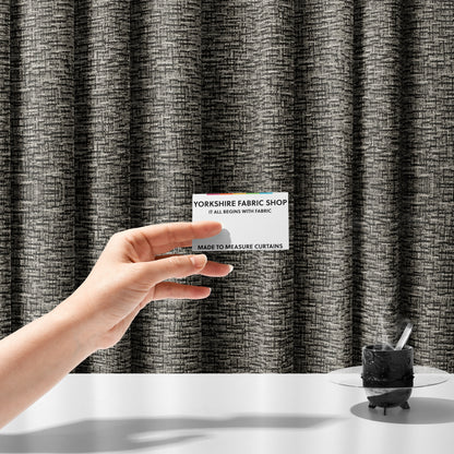 Grantham Soft Textured Woven Chenille Fabric In Black Colour JO-119 - Made To Measure Curtains