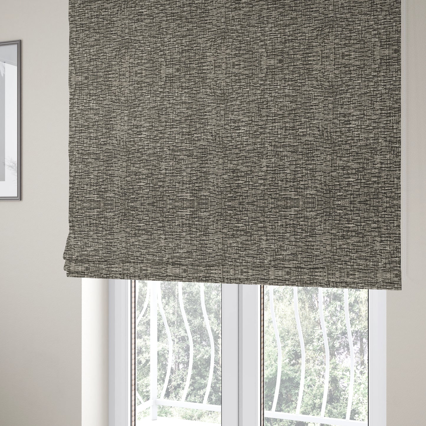 Grantham Soft Textured Woven Chenille Fabric In Black Colour JO-119 - Roman Blinds