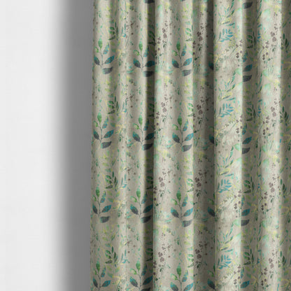 Soft Textured Velvet Floral Pattern Upholstery Fabrics In Grey Green Colour JO-1190 - Made To Measure Curtains