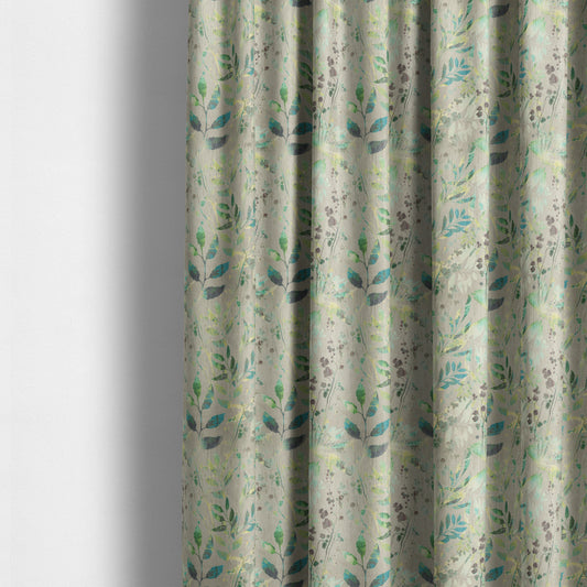 Soft Textured Velvet Floral Pattern Upholstery Fabrics In Grey Green Colour JO-1190 - Made To Measure Curtains