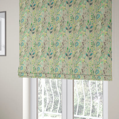 Soft Textured Velvet Floral Pattern Upholstery Fabrics In Grey Green Colour JO-1190 - Roman Blinds