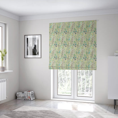 Soft Textured Velvet Floral Pattern Upholstery Fabrics In Grey Green Colour JO-1190 - Roman Blinds