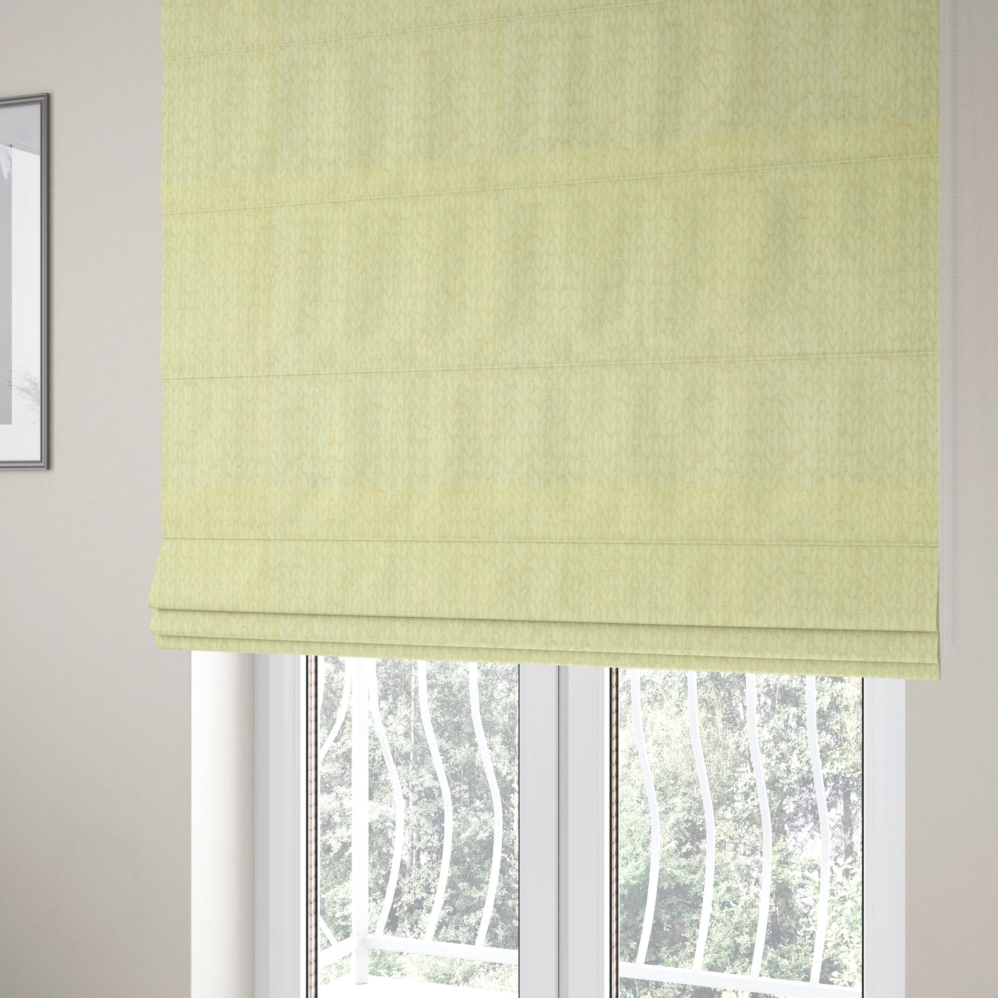 Spike Flower Theme Pattern Cream Colour Soft Chenille Furnishing Fabric JO-1191 - Roman Blinds