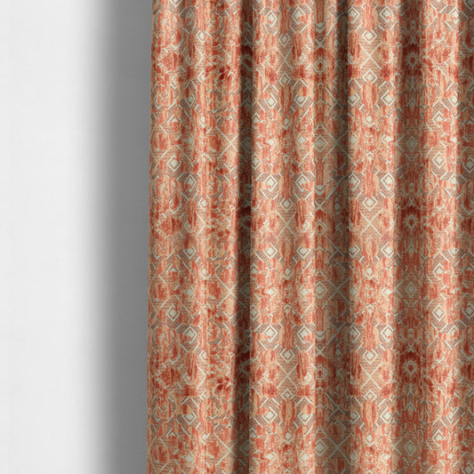 Burnt Orange Colour Raised Velvet Abstract Pattern Upholstery Fabric JO-1192 - Made To Measure Curtains