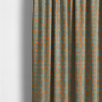 Trellis Full Pattern Velvet Material Grey Orange Colour Upholstery Fabric JO-1193 - Made To Measure Curtains