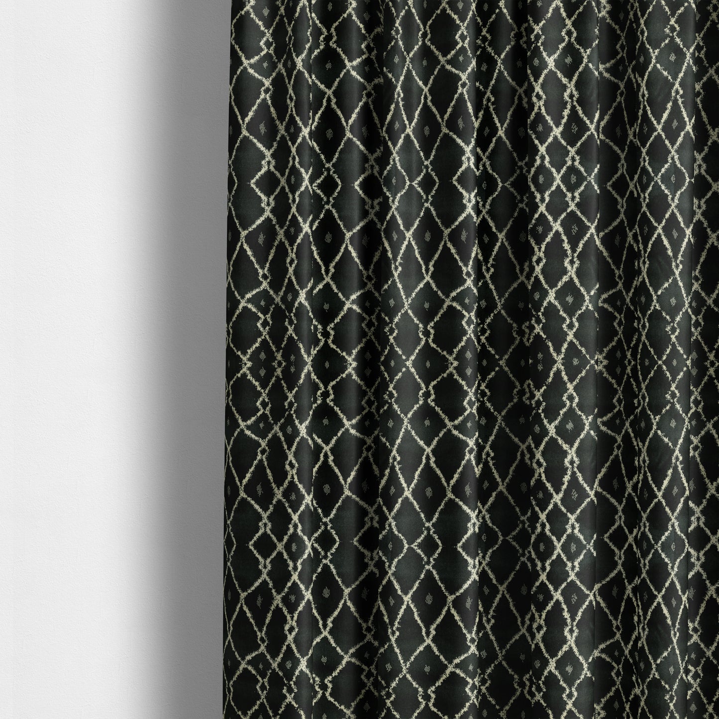 Trellis Full Pattern Velvet Material Navy Cream Colour Upholstery Fabric JO-1194 - Made To Measure Curtains