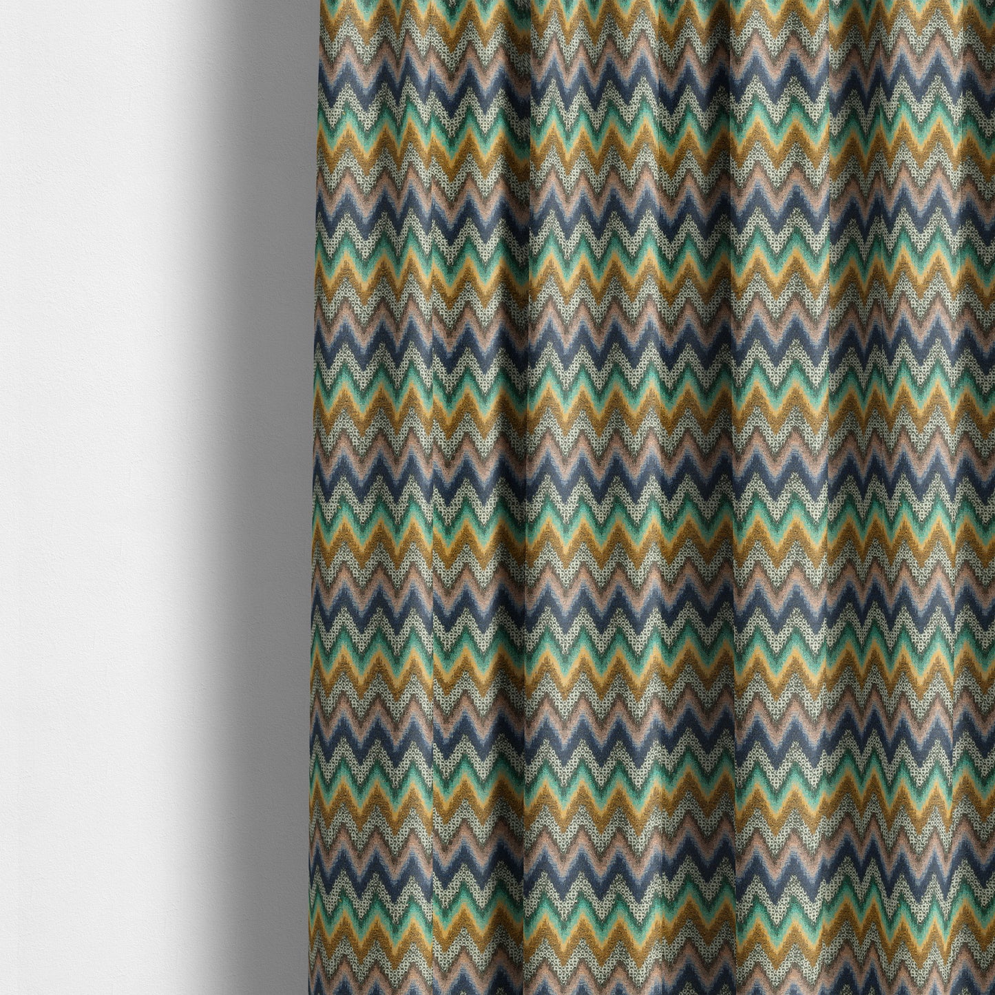 Colourful Orange Green Blue Chevron Striped Upholstery Furnishing Fabric JO-1195 - Made To Measure Curtains