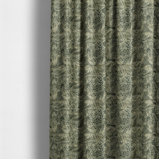 Floral Full Pattern Soft Velvet Navy Blue Beige Colour Upholstery Fabric JO-1198 - Made To Measure Curtains