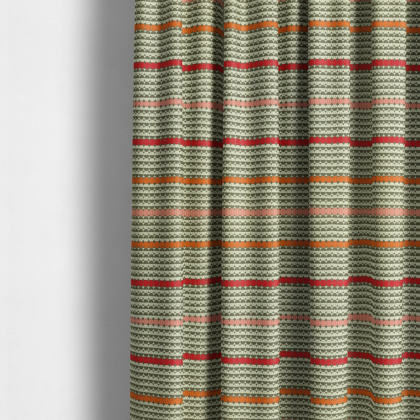 Horizontal Striped Pattern Brown White Orange Pink Red Colour Upholstery Fabric JO-1199 - Made To Measure Curtains