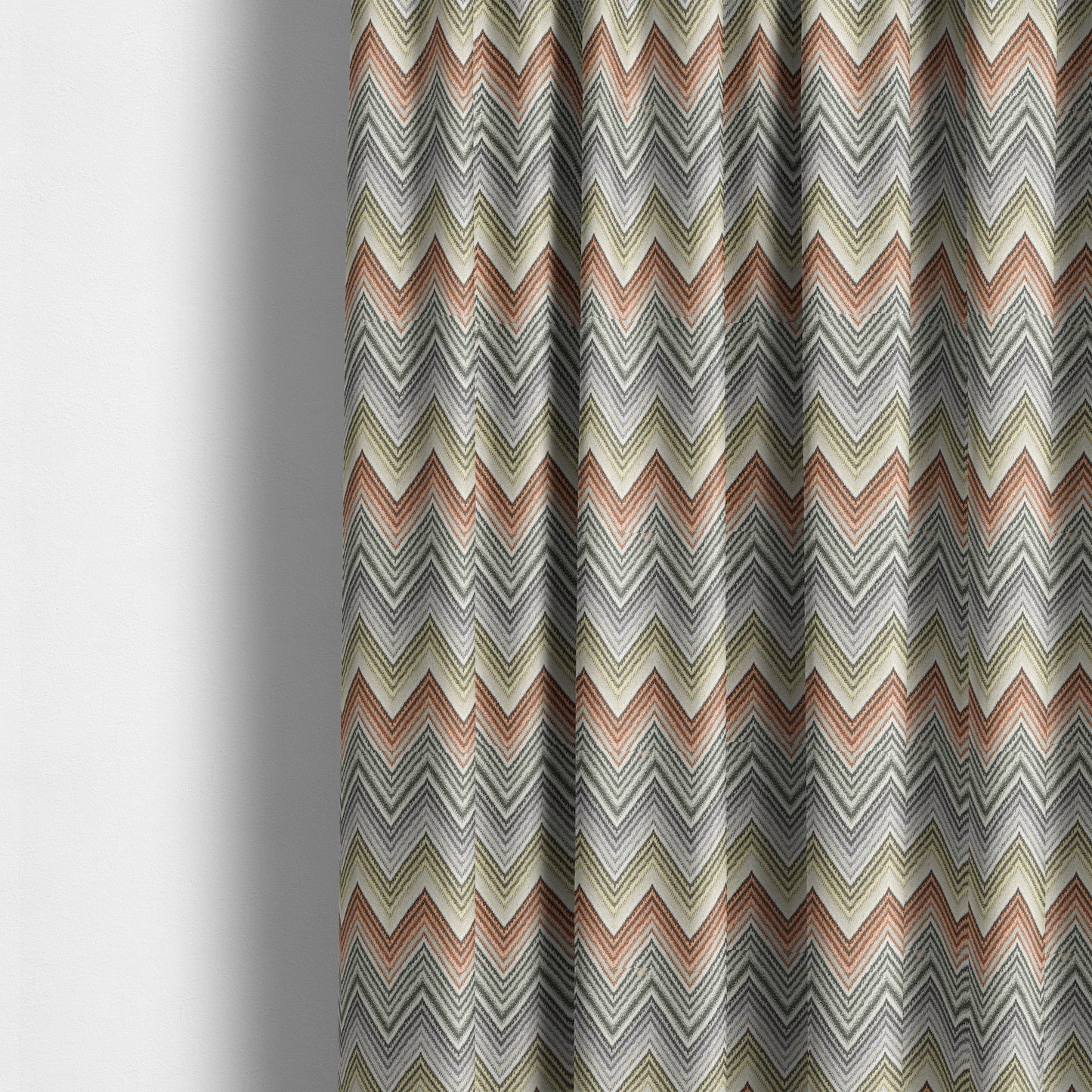 Furnishing Fabric White Green Orange Yellow Purple Colour Chevron Soft Chenille Fabric JO-120 - Made To Measure Curtains