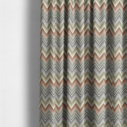 Furnishing Fabric White Green Orange Yellow Purple Colour Chevron Soft Chenille Fabric JO-120 - Made To Measure Curtains