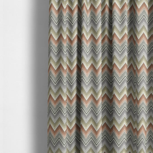 Furnishing Fabric White Green Orange Yellow Purple Colour Chevron Soft Chenille Fabric JO-120 - Made To Measure Curtains