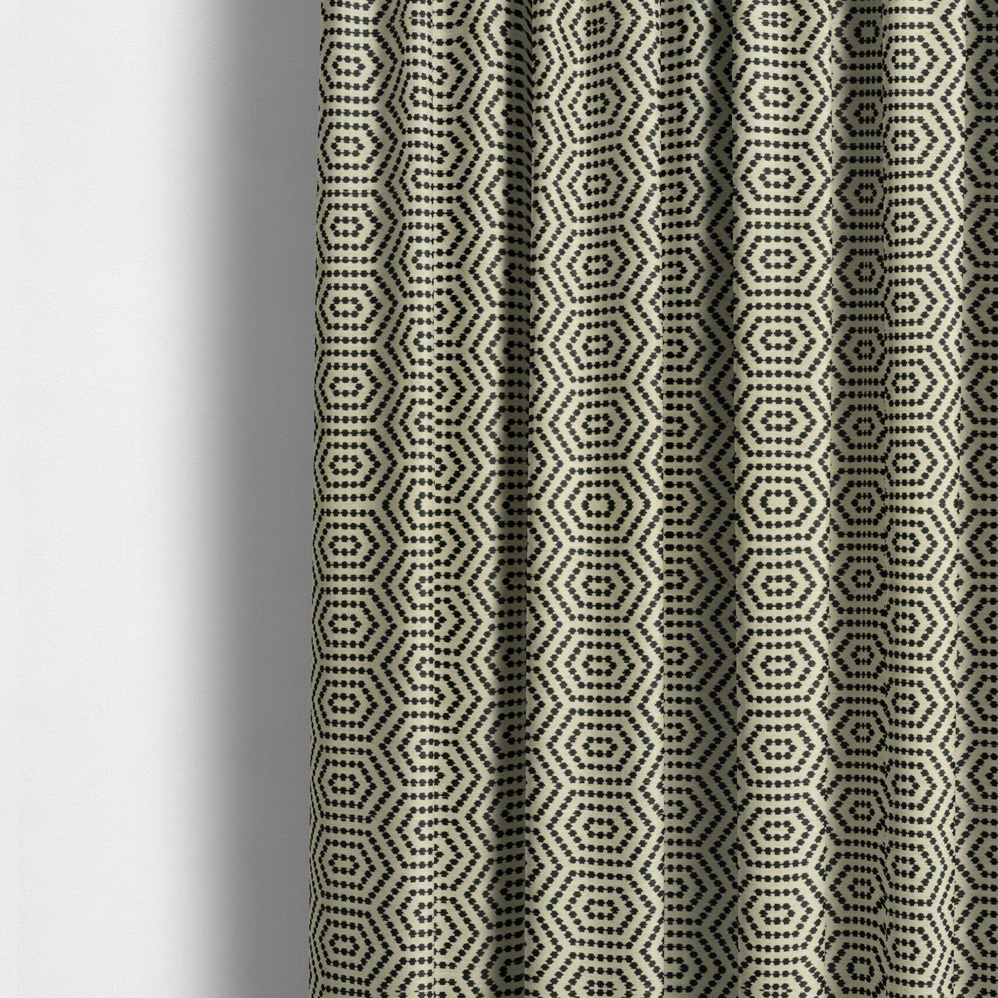 Black Colour Modern Geometric Pattern Chenille Upholstery Fabric JO-1200 - Made To Measure Curtains