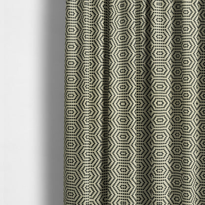 Black Colour Modern Geometric Pattern Chenille Upholstery Fabric JO-1200 - Made To Measure Curtains