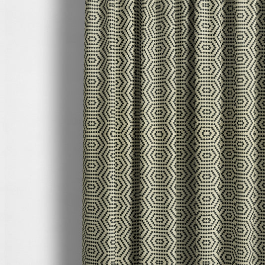 Black Colour Modern Geometric Pattern Chenille Upholstery Fabric JO-1200 - Made To Measure Curtains