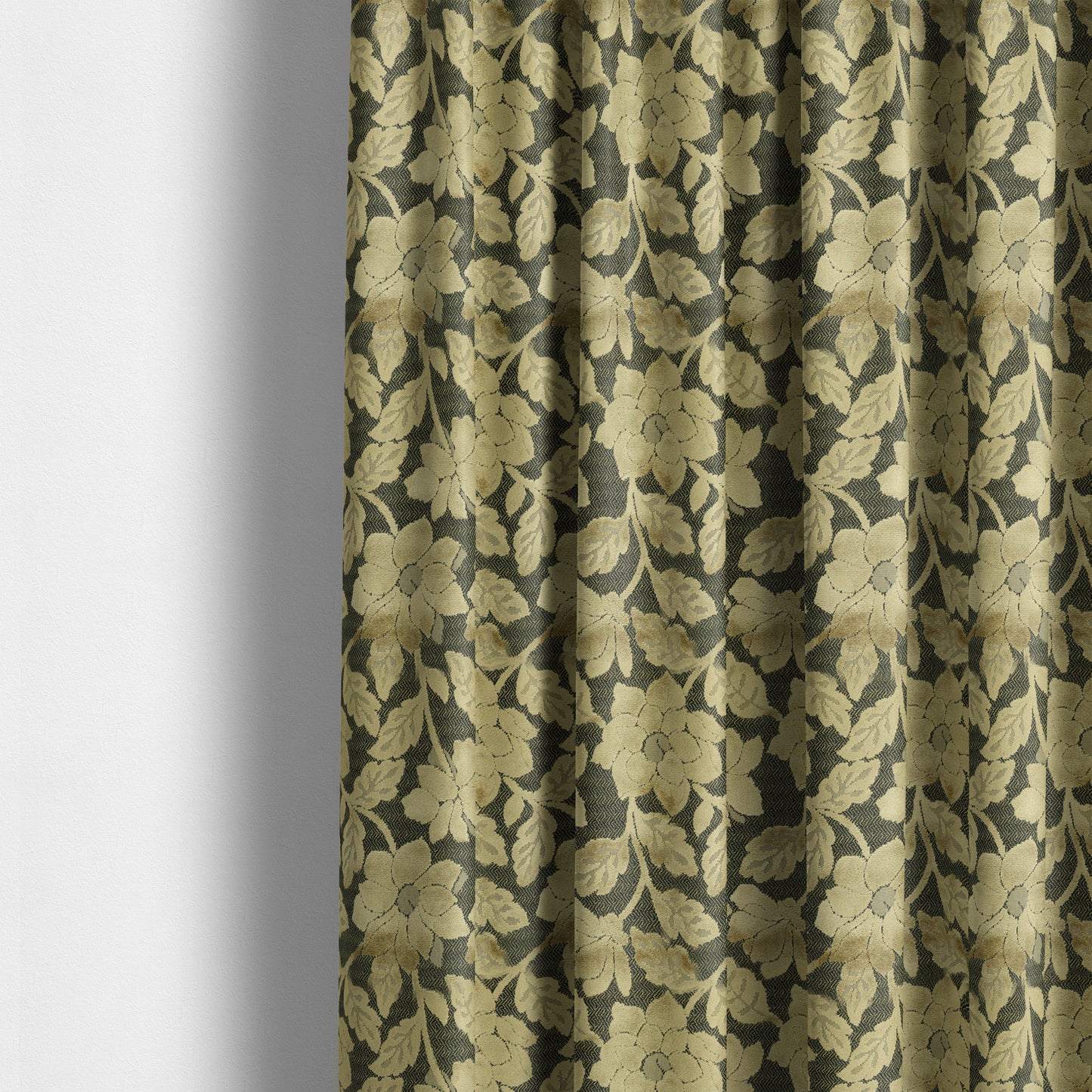 Floral Pattern In Golden Brown Velvet Material Furnishing Upholstery Fabric JO-1202 - Made To Measure Curtains