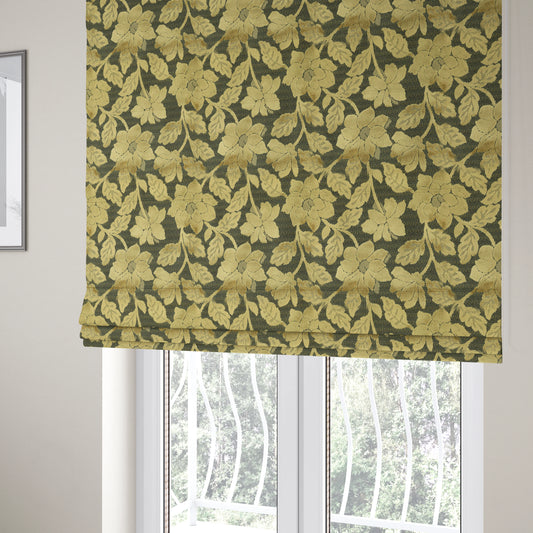 Floral Pattern In Golden Brown Velvet Material Furnishing Upholstery Fabric JO-1202 - Roman Blinds