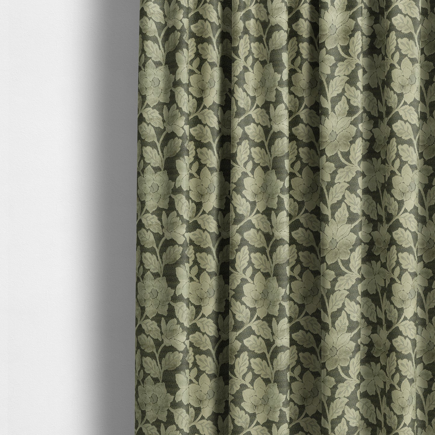 Floral Pattern In Silver Grey Velvet Material Furnishing Upholstery Fabric JO-1203 - Made To Measure Curtains