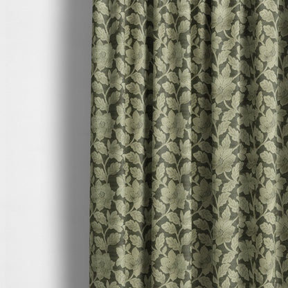 Floral Pattern In Silver Grey Velvet Material Furnishing Upholstery Fabric JO-1203 - Made To Measure Curtains