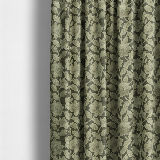 Floral Pattern In Silver Grey Velvet Material Furnishing Upholstery Fabric JO-1203 - Made To Measure Curtains