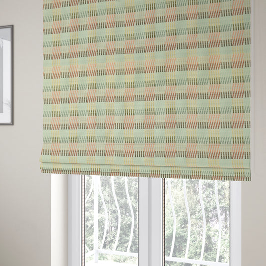 Multi Colour Geometric Stripe Pattern Upholstery Furnishing Fabric JO-1204 - Roman Blinds