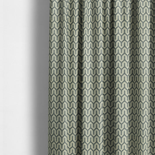 Horizontal Striped Pattern Blue Colour Chenille Furnishing Upholstery Fabric JO-1205 - Made To Measure Curtains