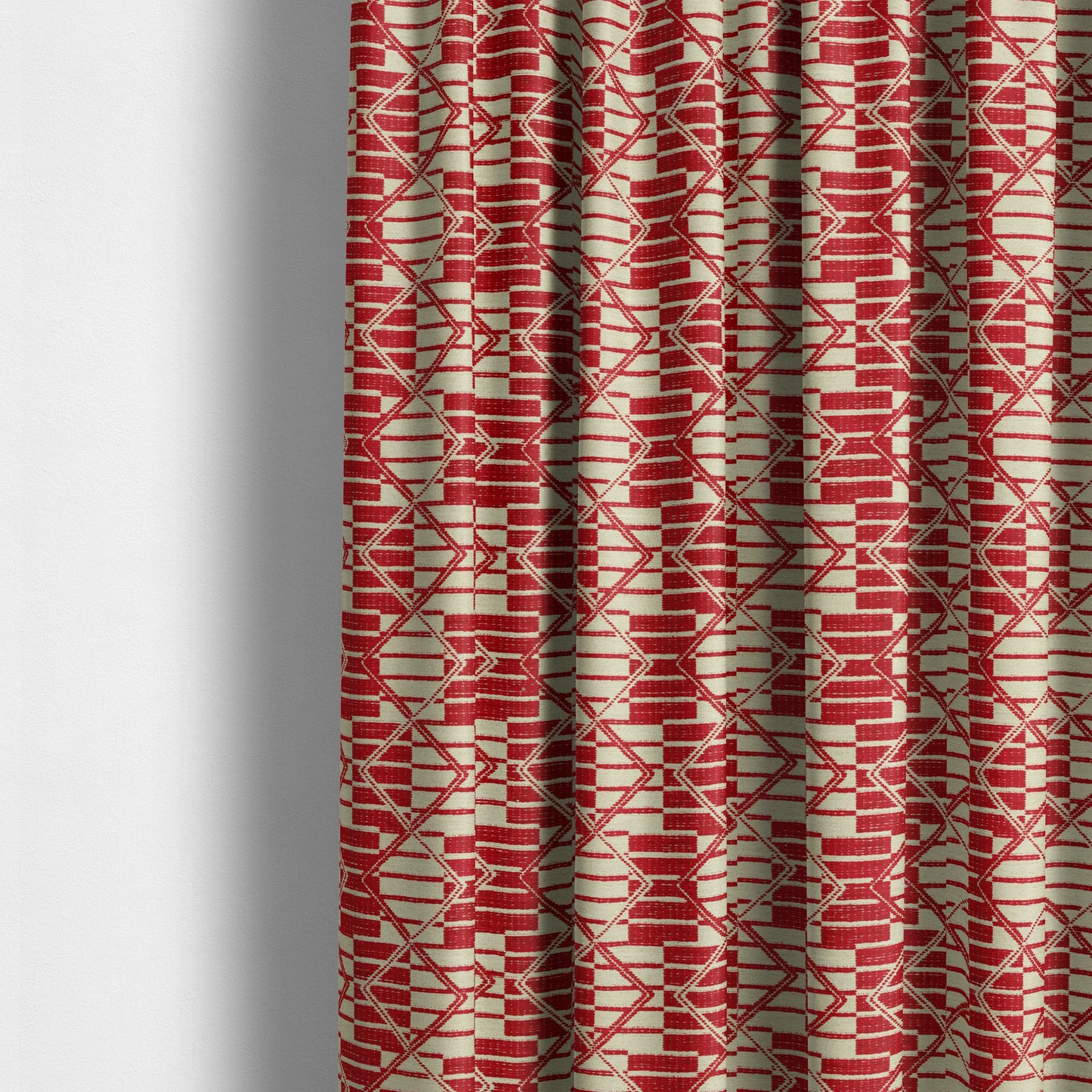 Red Colour Stripe Geometric Pattern Chenille Upholstery Fabric JO-1208 - Made To Measure Curtains