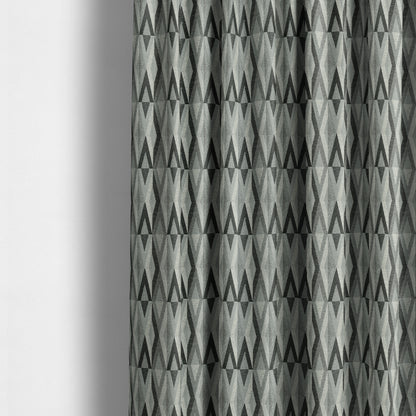 Saphira Black Grey Geometric Chevron Pattern Soft Chenille Upholstery Fabric JO-121 - Made To Measure Curtains